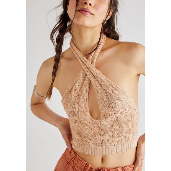 Free People Tops - 🎉LAST CHANCE🎉 NWT Free People Don't Stop There Halter / Pink Sand Combo